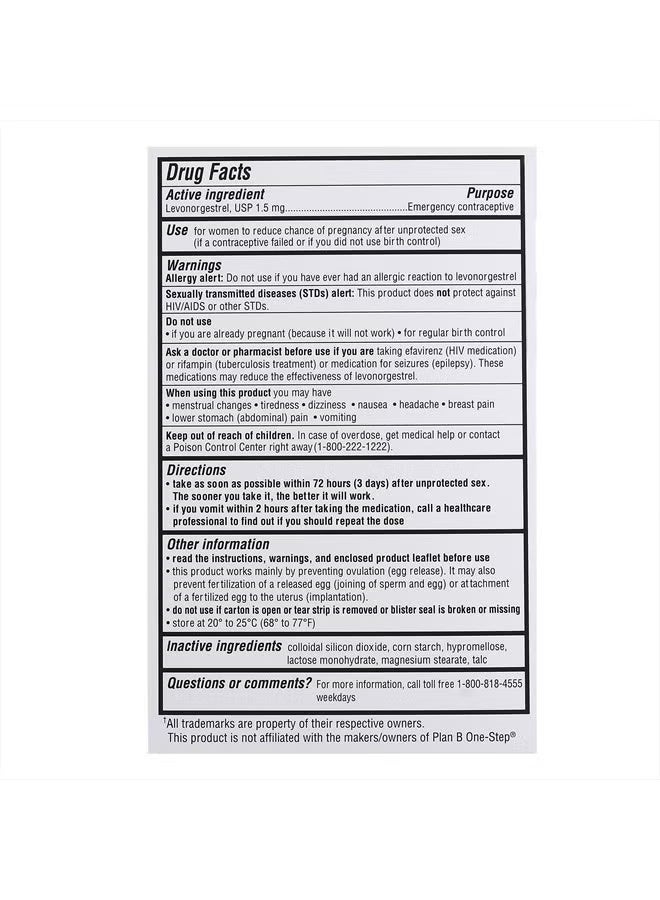 Ohm My Choice Emergency Contraceptive 1 Tablet - Image 2