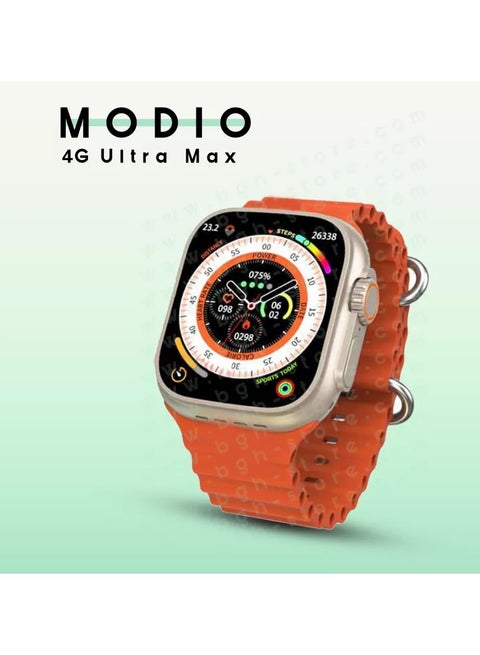 SH PROTECT TOUCH SH SH-PROTECT Presentation Modio 4g ultra max android smart watch hd 2.2 inch display 49 NM with sim full screen with 3 set strap and wireless charge.