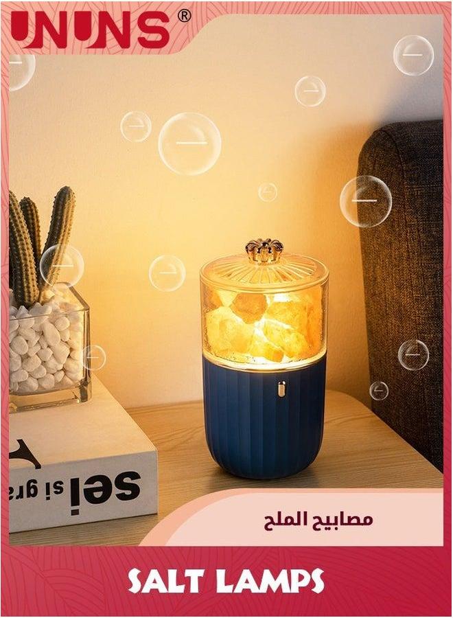 يو إن يو إن أس Salt Lamp,2-in-1 Crystal Himalayan Lamp Essential Oil Diffuser,7-Color Light,Rechargeable,Portable,Ideal for Living Room,Bedroom,Blue - Image 1