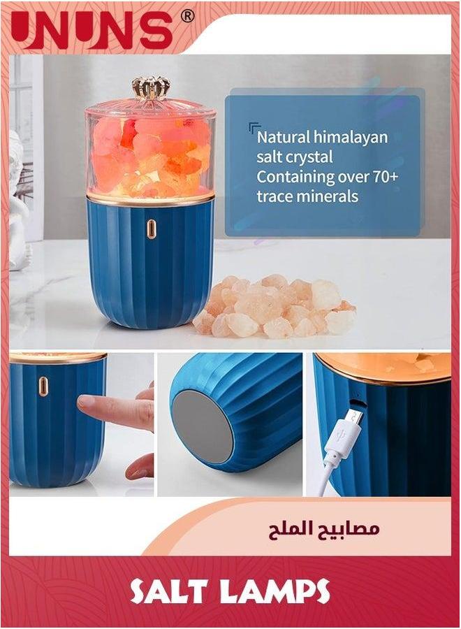 يو إن يو إن أس Salt Lamp,2-in-1 Crystal Himalayan Lamp Essential Oil Diffuser,7-Color Light,Rechargeable,Portable,Ideal for Living Room,Bedroom,Blue - Image 4