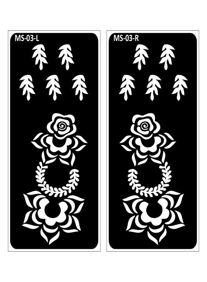 Komstec Floral Back Hand Henna Design Stencil with Modern Mahndi|Easy-to-Use Henna Mehndi Stencil Sticker for Girl and Women - Image 2