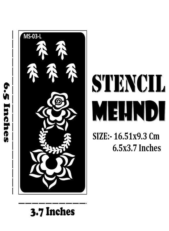 Komstec Floral Back Hand Henna Design Stencil with Modern Mahndi|Easy-to-Use Henna Mehndi Stencil Sticker for Girl and Women - Image 4