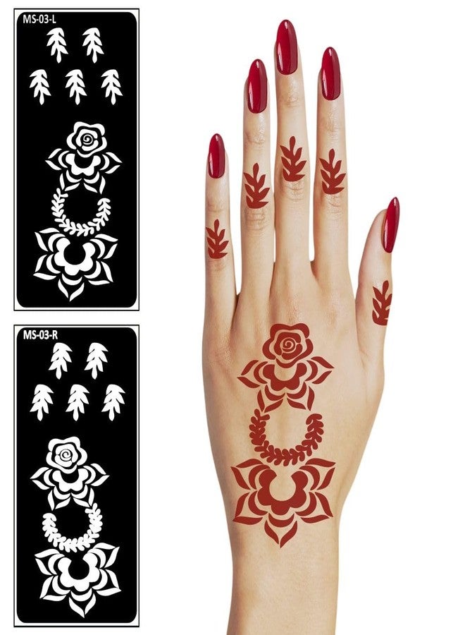 Komstec Floral Back Hand Henna Design Stencil with Modern Mahndi|Easy-to-Use Henna Mehndi Stencil Sticker for Girl and Women - Image 5
