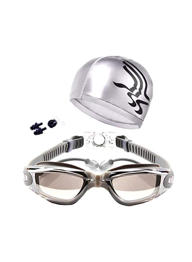 NIBEMINENT Anti-Fog Swimming Goggles With Cap And Ear Plugs Nose Clip  - Image 1