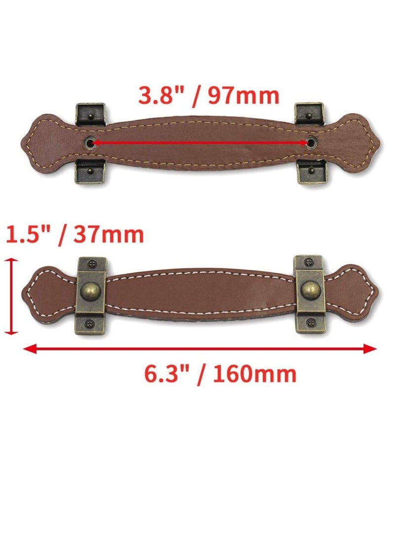 Oasisgalore 6-Pack 6.3" Brown Leather Drawer and Cabinet Handles, Vintage Style  - Image 4