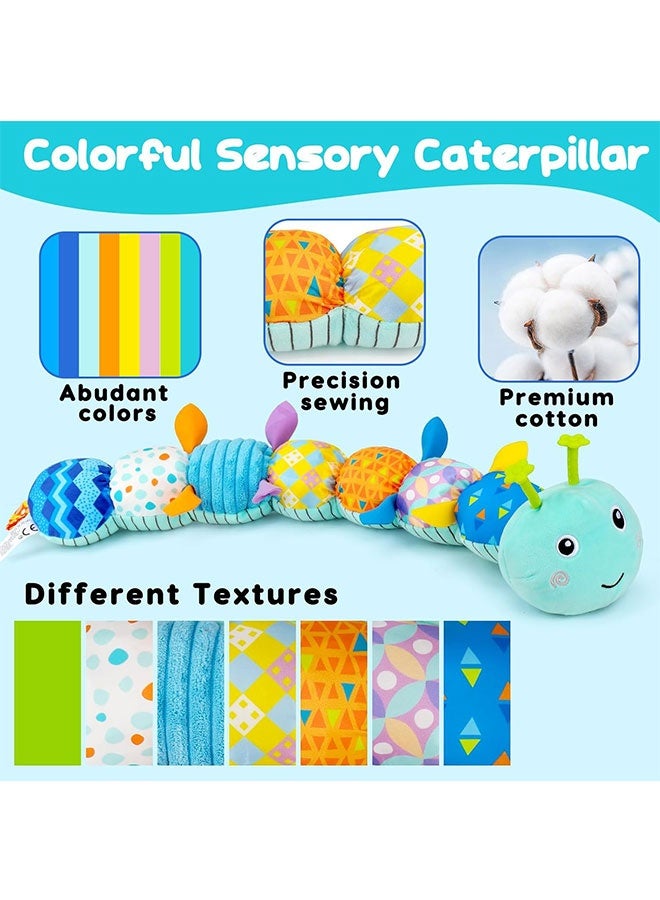 Baby Sensory Toy 0-6 Month Music Animal Stuffed Plush Caterpillar Toy for Infant 0-3-6 Month Tummy Time with Baby Mirror Crinkle Rattle for 6-12 Month Carseat Toy for Newborn Boys Girls Shower Gifts - Image 3