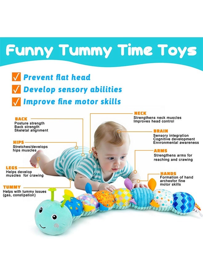 Baby Sensory Toy 0-6 Month Music Animal Stuffed Plush Caterpillar Toy for Infant 0-3-6 Month Tummy Time with Baby Mirror Crinkle Rattle for 6-12 Month Carseat Toy for Newborn Boys Girls Shower Gifts - Image 4