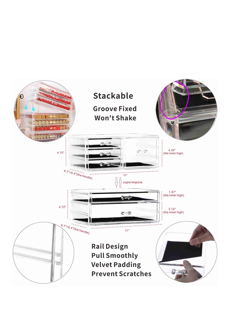 Arabest Cosmetic Display Shelf Cosmetic Organizer and Storage Drawer Cosmetic Shelf Large Skincare Cosmetic Display Cabinet For Jewelry and Beauty Skincare Organization Clear - Image 2