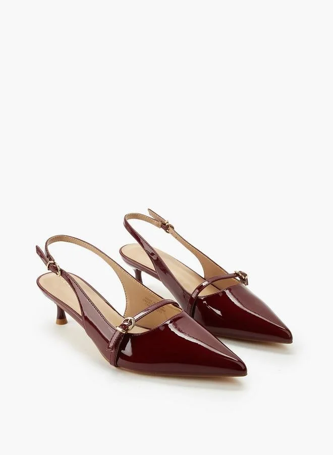 Celeste BURGUNDY Women Kitten Heel Pointed Toe Shoes for Women | Best Price UAE