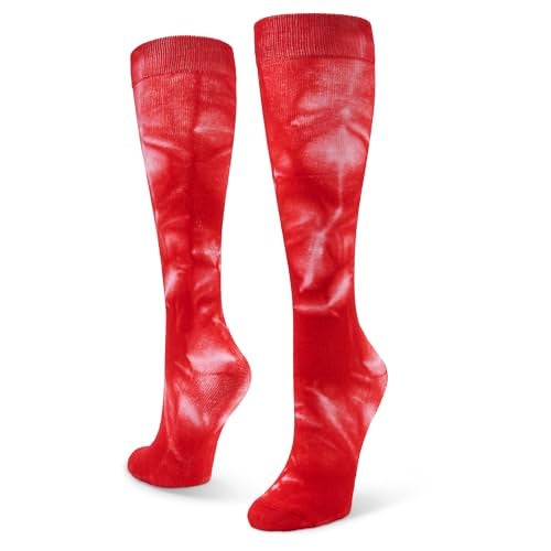 Sof Sole All Sport Over-the-Calf Team Athletic Performance Socks (2 Pair), Medium, Red Tie Dye - Image 4