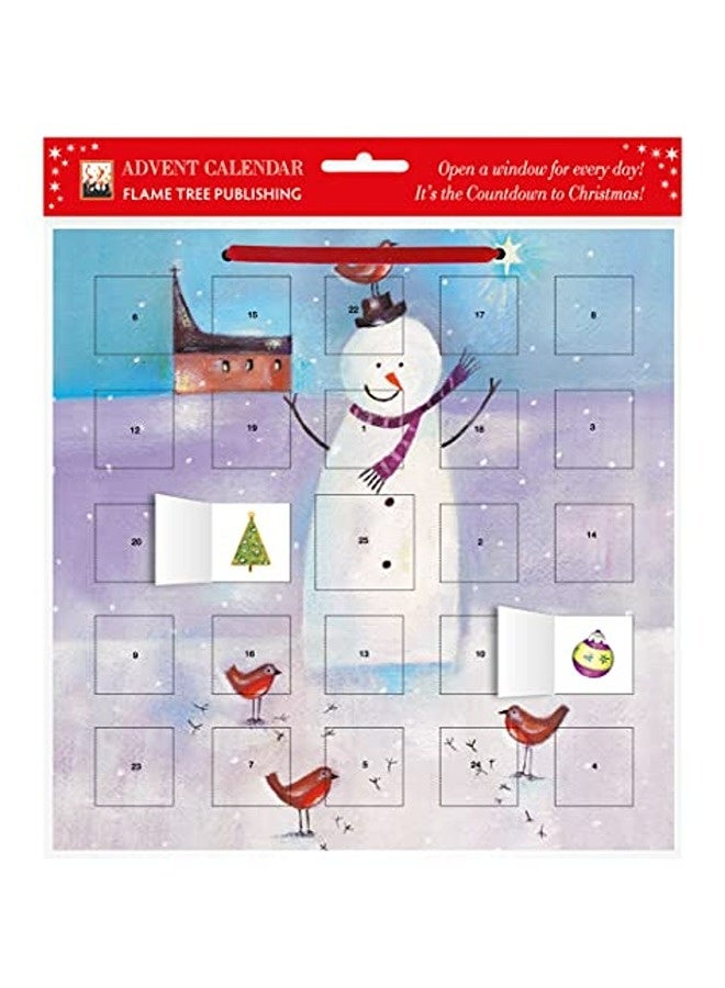 Snowman And Robin Advent Calendar With Stickers 
