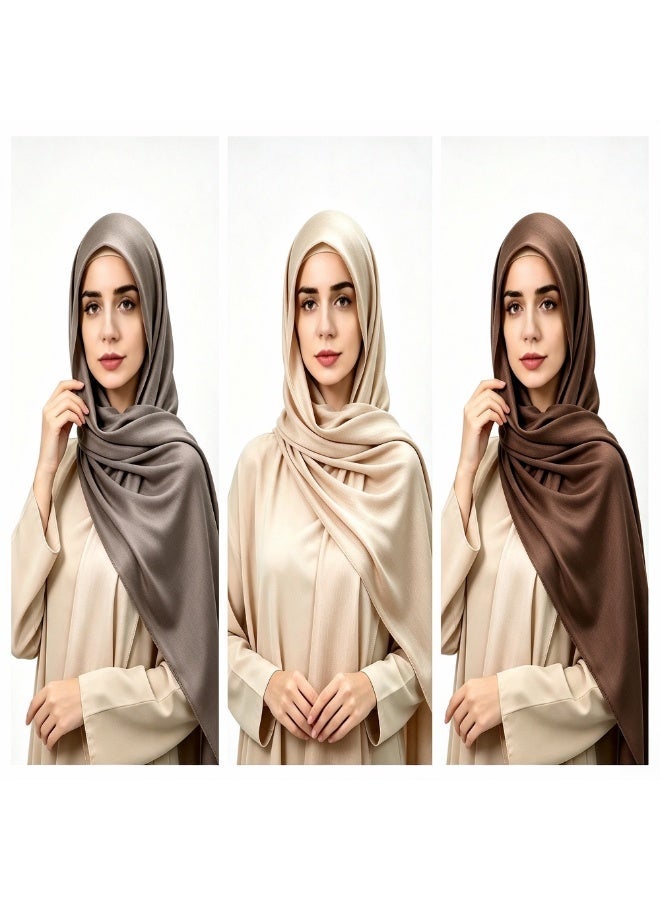 A gift set for women containing three items: a headscarf and a shawl made from satin chiffon with natural pleats, a three-piece set - Image 1