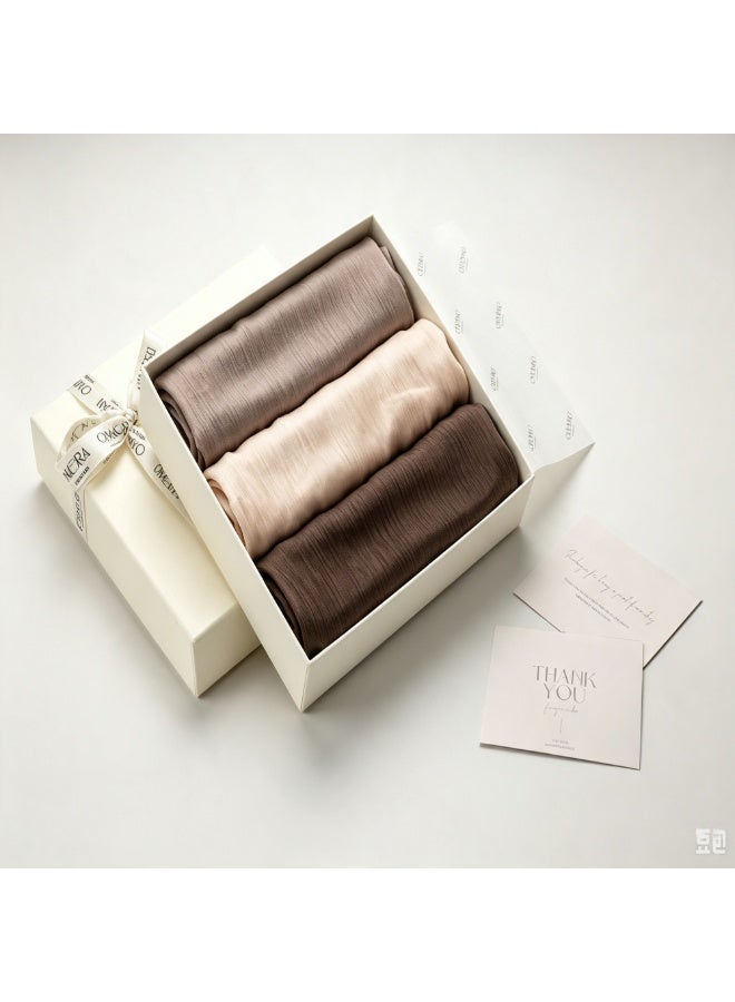 A gift set for women containing three items: a headscarf and a shawl made from satin chiffon with natural pleats, a three-piece set - Image 2