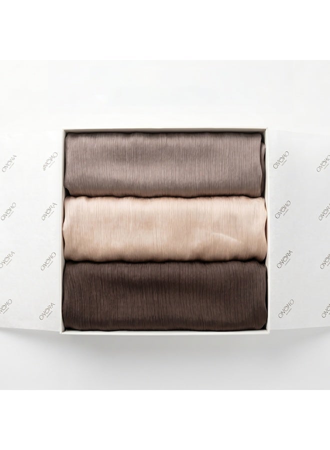 A gift set for women containing three items: a headscarf and a shawl made from satin chiffon with natural pleats, a three-piece set - Image 3