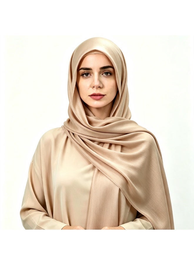 A gift set for women containing three items: a headscarf and a shawl made from satin chiffon with natural pleats, a three-piece set - Image 5