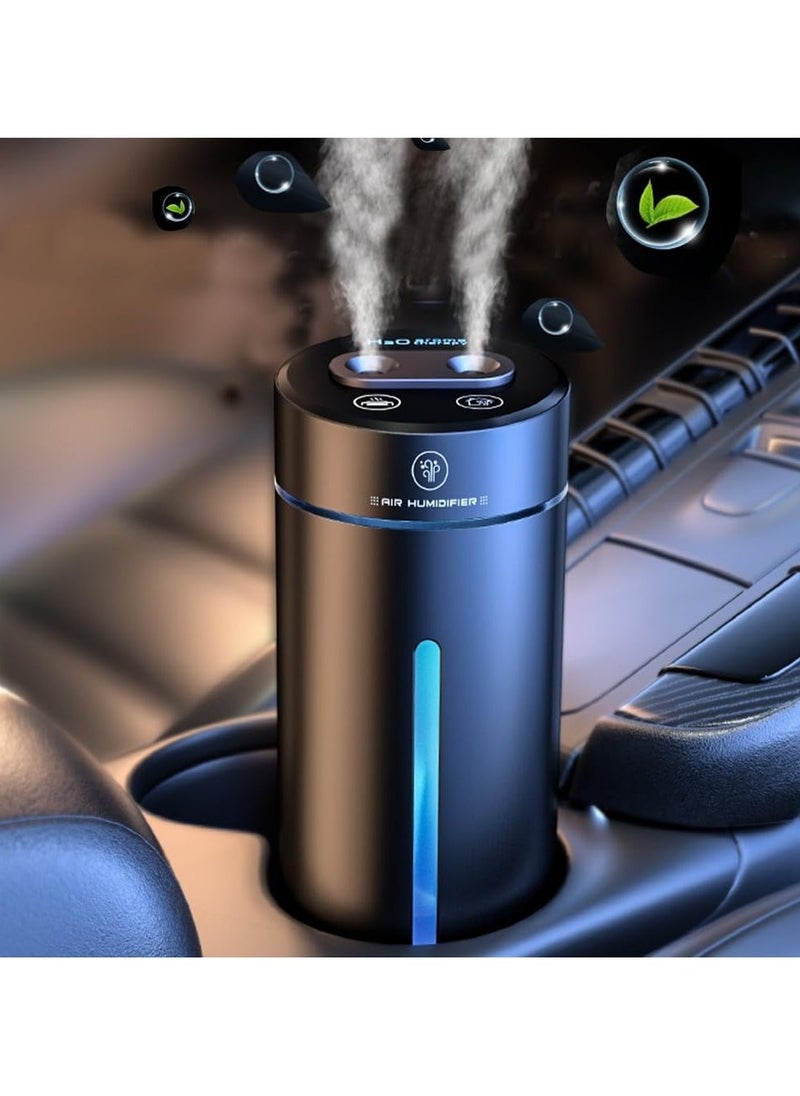 NIBEMINENT Car Aromatherapy Diffusers for Essential Oils, 450ml Small Humidifier, Mini USB Air Scent Small Humidifier LED 7 Color Changing,Dual Mist Ports, AI Smart Start,for Car Room Home Office Bedroom  - Image 1