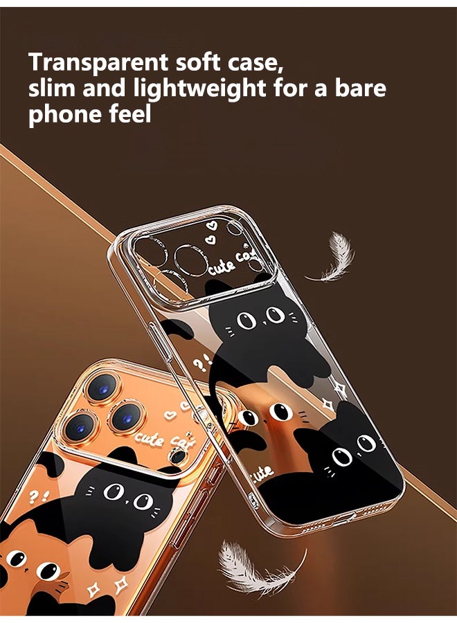 HaDoii iPhone 17 Pro Max Case with Bracelet Chain, Clear Cute Black Cat Pattern with Shockproof Slim Soft TPU Protective Phone Case for Women Designed for iPhone 17 Pro Max 6.9" - Image 2