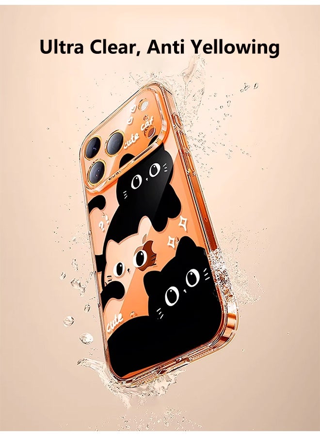 HaDoii iPhone 17 Pro Max Case with Bracelet Chain, Clear Cute Black Cat Pattern with Shockproof Slim Soft TPU Protective Phone Case for Women Designed for iPhone 17 Pro Max 6.9" - Image 3