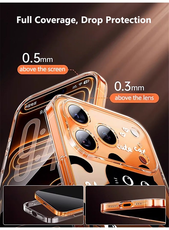 HaDoii iPhone 17 Pro Max Case with Bracelet Chain, Clear Cute Black Cat Pattern with Shockproof Slim Soft TPU Protective Phone Case for Women Designed for iPhone 17 Pro Max 6.9" - Image 4