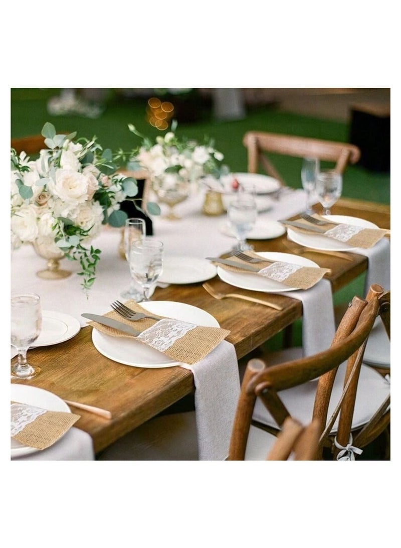 10-piece spoon and knife holder set for decorating the dining table, made of burlap.  - Image 4