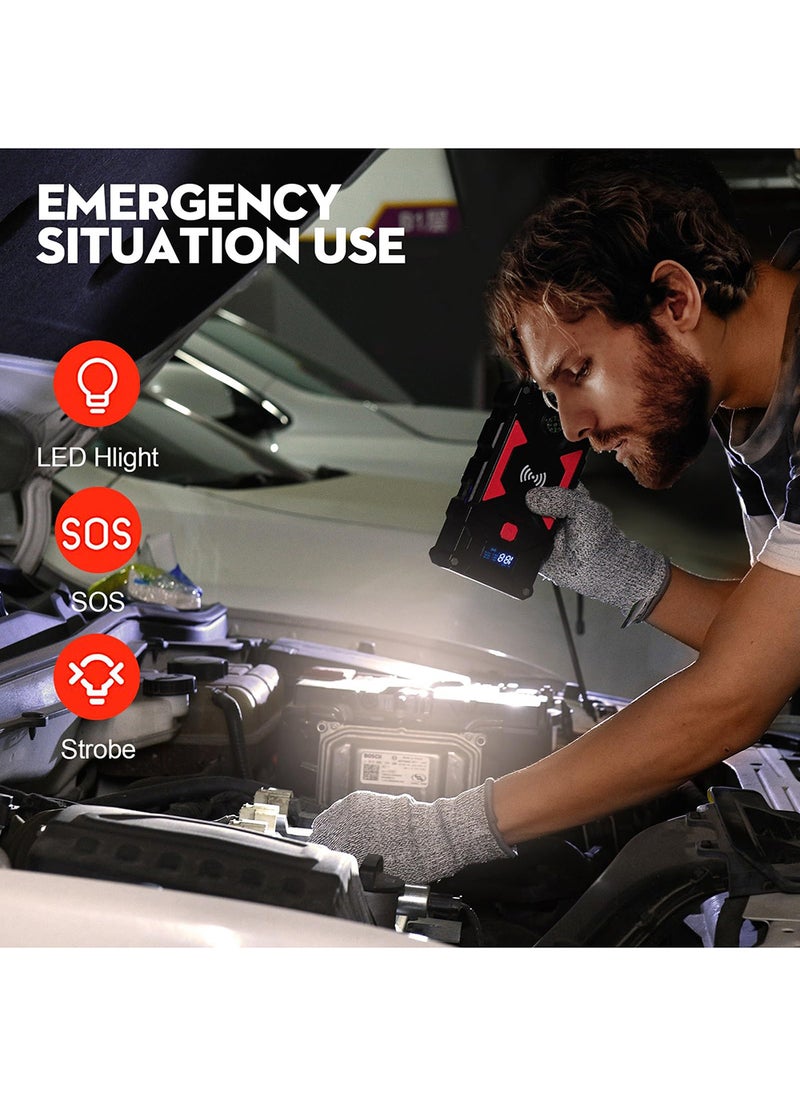 EzzySo - Car Jump Starter 24800mAh Water-Resistant Jump Starter Battery Pack, Battery Jumper Starter Portable,12V/1A, LED Light - Image 1