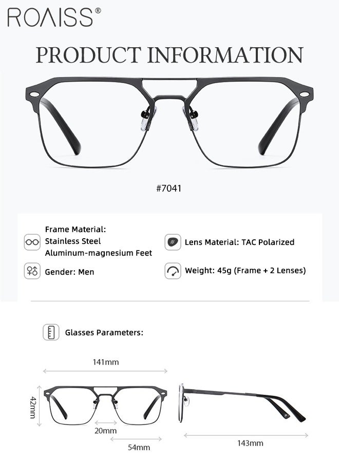 رويس مجموعة نظارات شمسية 3 في 1 مستقطبة مغناطيسية قابلة للتثبيت، نظارات حجب الضوء الأزرق مع عدسة مستقطبة مغناطيسية وعدسة رؤية ليلية مغناطيسية، نظارات قيادة متعددة الاستخدامات للاستخدام ليلاً ونهارًا للرجال - Image 4