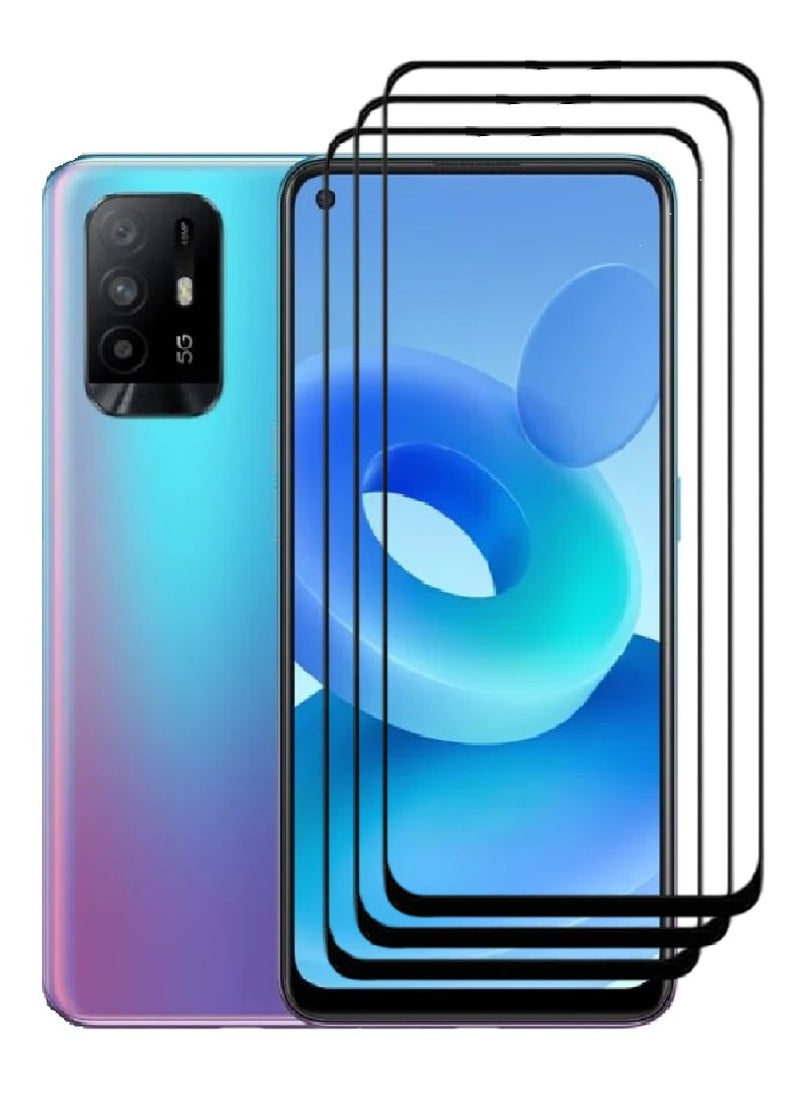 AINA 3 Pieces Tempered Glass Screen Protector 5D Designed For Oppo A95 5G Full Glue Edge to Edge Full Screen Coverage And Bubble Free - Image 1