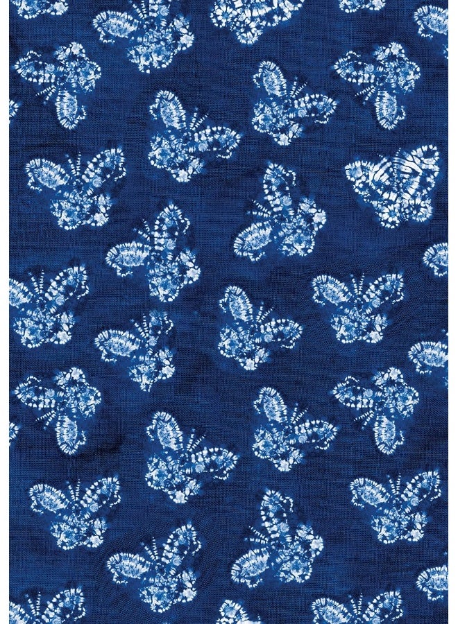Shibori Indigo Butterflies Dotted Paperback Journal: Blank Notebook with Pocket  - Image 1