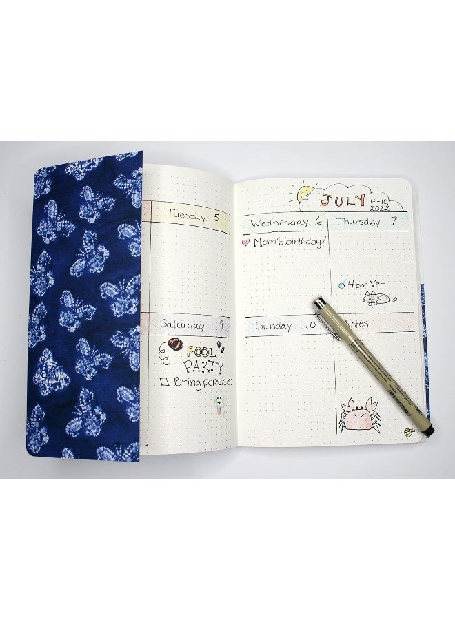 Shibori Indigo Butterflies Dotted Paperback Journal: Blank Notebook with Pocket  - Image 5
