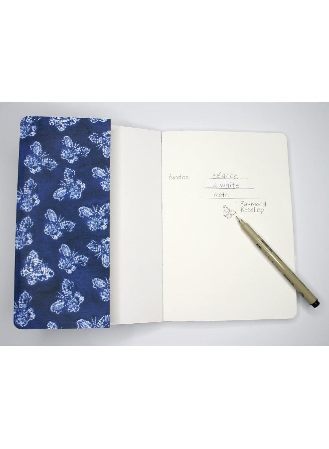 Shibori Indigo Butterflies Dotted Paperback Journal: Blank Notebook with Pocket  - Image 2