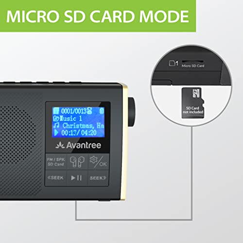 Avantree Streaming Radio to Earbuds or Home Stereo System, FM Radio, Bluetooth Transmitter, Bluetooth Speaker, SD Card MP3 Player 4-in-1 Device with Rechargeable Battery - Avantree Soundbyte T - Image 5
