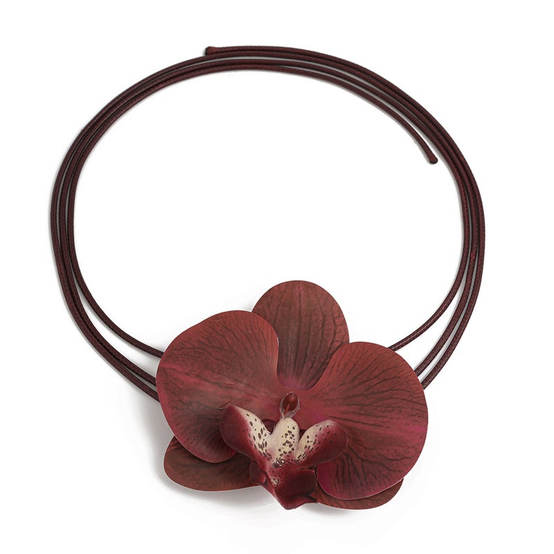SHIXIN European and American Style Butterfly Orchid Choker Necklace - Unique Long Floral Collar for Women - Image 5