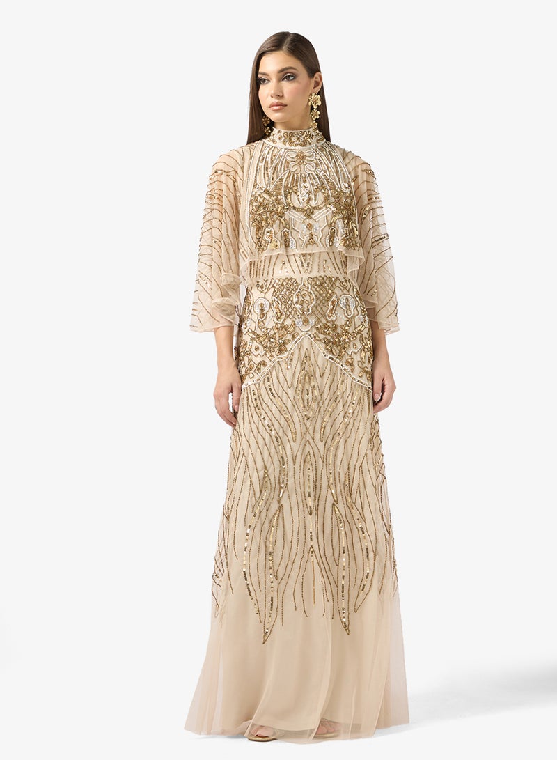 Amelia Rose Embellished flared sleeve maxi dress - Image 1
