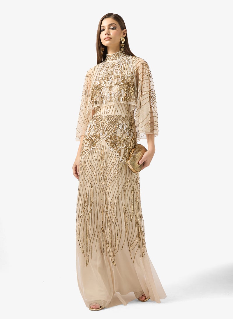 Amelia Rose Embellished flared sleeve maxi dress - Image 4