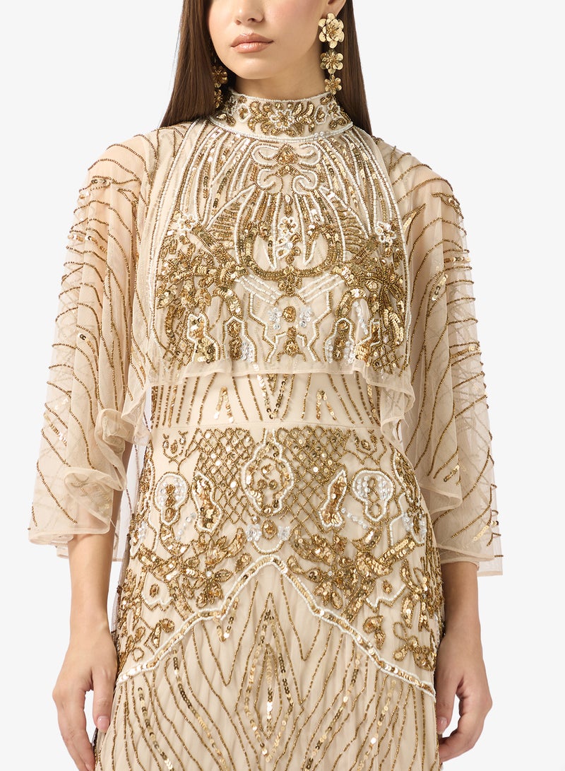 Amelia Rose Embellished flared sleeve maxi dress - Image 3