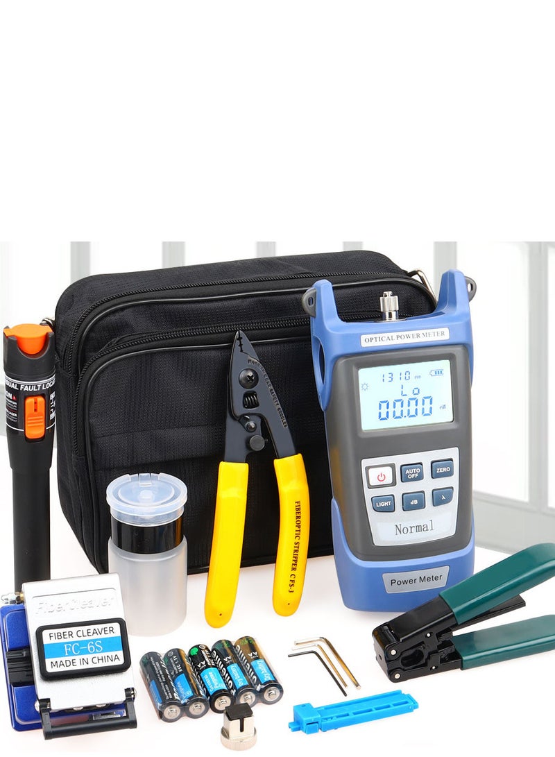 مجموعة أدوات الألياف البصرية، مجموعة قاطع الألياف، مجموعة أدوات قطع الاتصال البارد مع مقياس الطاقة البصرية، قلم أحمر، أداة تقشير الأسلاك، حقيبة تخزين. - Image 2