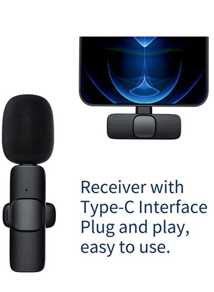 Mini Wireless Lavalier Microphone 360° Omnidirectional Lapel Mic Noise Reduction Compatible with Type-C Android Smartphone Tablet for YouTube Facebook Live Streaming Video Recording Vlog Interview - Image 2