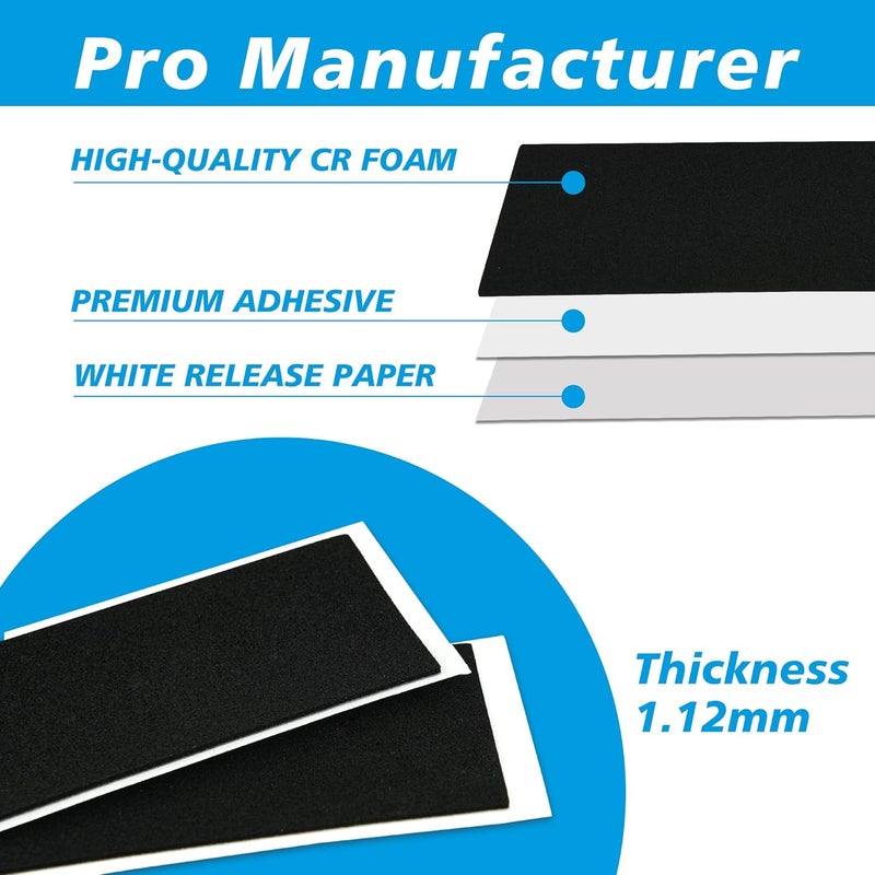 60Pcs Fingerboard Foam Grip Tape, 38mmX110mm Fingerboard Grip Tape,Foam Grip Tape for Fingerboards / Black pad with white paper - Image 3