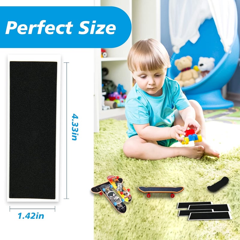 60Pcs Fingerboard Foam Grip Tape, 38mmX110mm Fingerboard Grip Tape,Foam Grip Tape for Fingerboards / Black pad with white paper - Image 2