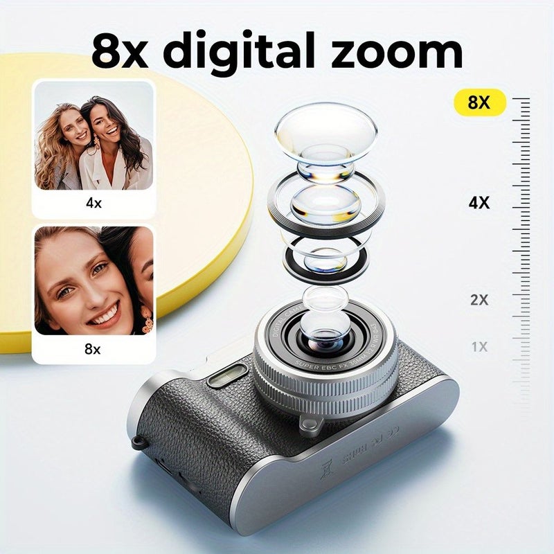Black 1080P HD Digital Camera 8X Focal Length Photo Video - Image 3