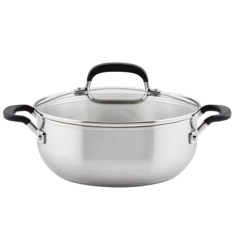 KitchenAid 71021 Stainless Steel Casserole with Lid, 4 Quart - Brushed Stainless Steel - Image 1