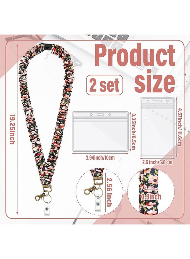 MXN 2 Set Lanyard with Safety Breakaway Buckle ID Badges Holder - Retractable Lanyard ID Badges Cards Name Badges Holder for Adults Kids Office Teacher Gift - Image 2