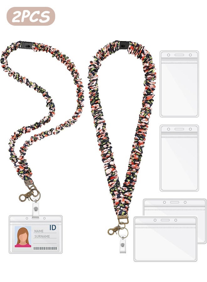MXN 2 Set Lanyard with Safety Breakaway Buckle ID Badges Holder - Retractable Lanyard ID Badges Cards Name Badges Holder for Adults Kids Office Teacher Gift - Image 1