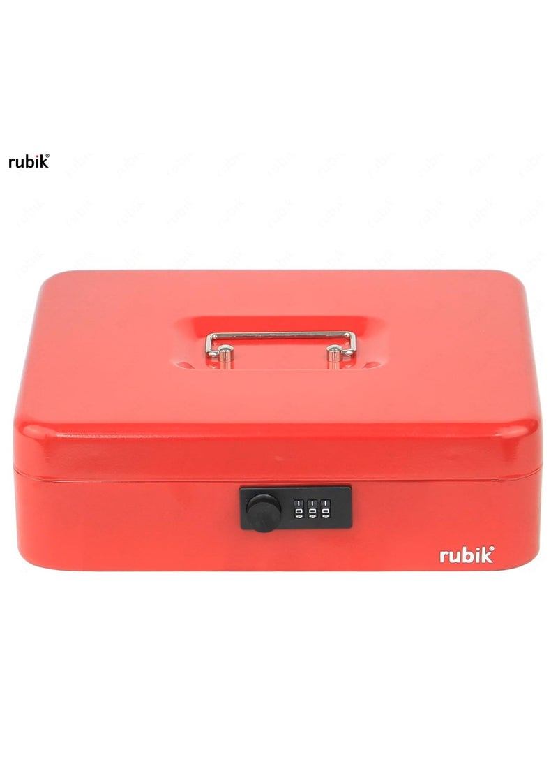 Rubik X-Large Cash Box with Combination Lock Money Tray Coin Slot Tray Steel Register For Business, Durable Portable Security Lockable Money Box Safe for Cash Storage (Red) - Image 5