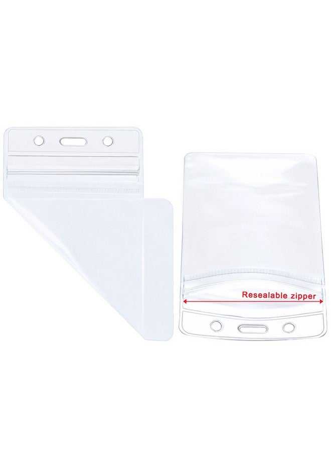 Petutu 20 Pcs Clear Id Badge Holder Vertical Clear Plastic Name Key Card Tag Holder - Image 3