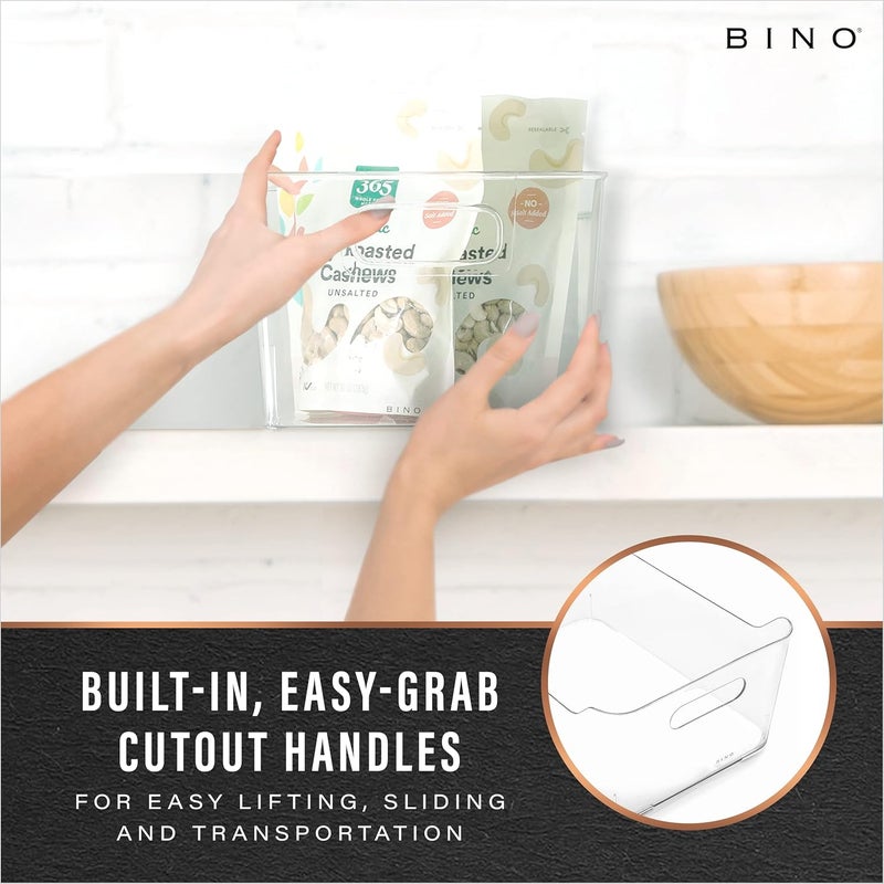 BINO | Plastic Storage Bins, Small - 2 Pack, Clear | THE SOHO COLLECTION | Pantry Organizers and Storage Containers Fridge Organizer Bins Kitchen Cabinet Organizer Medicine Cabinet Bin - Image 3
