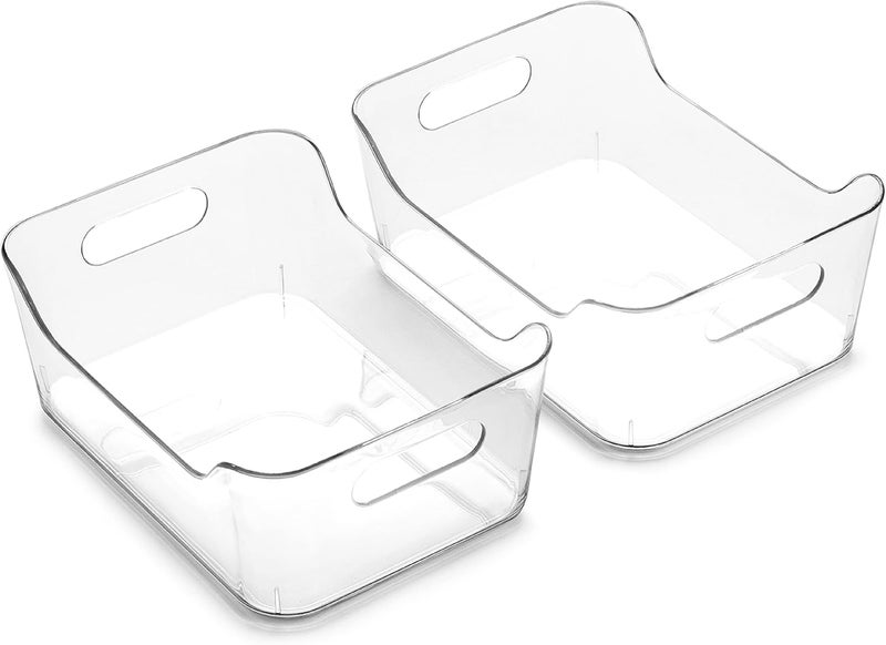 BINO | Plastic Storage Bins, Small - 2 Pack, Clear | THE SOHO COLLECTION | Pantry Organizers and Storage Containers Fridge Organizer Bins Kitchen Cabinet Organizer Medicine Cabinet Bin - Image 1