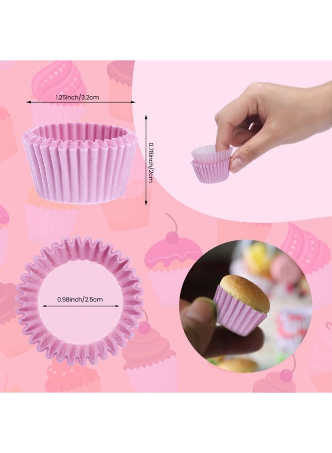 NUOMI 1 Inch Super Mini Cupcake papers Liners Baking Cups 1000 Pack Muffin Lining Wrappers, Pink - Image 3