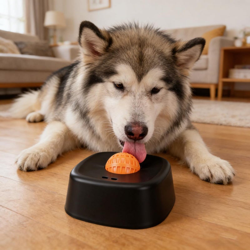 Black Slow Feeder Bowl With Rolling Ball For Dogs Promotes Healthy Digestion - Image 4