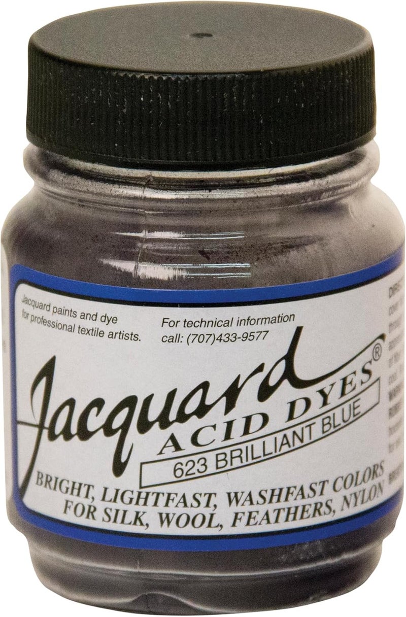 Jacquard Acid Dye, 1/2 oz., Brilliant Blue - Vibrant Fabric Dye for Silk, Wool, and Nylon - Image 1